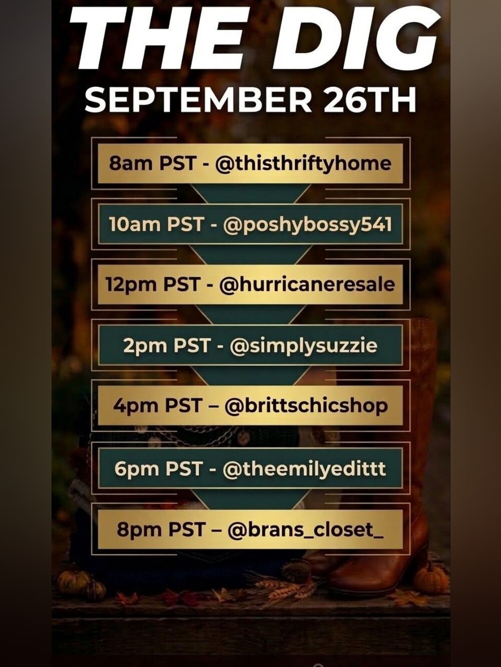 THE DIG Schedule Saturday SEPT 26th